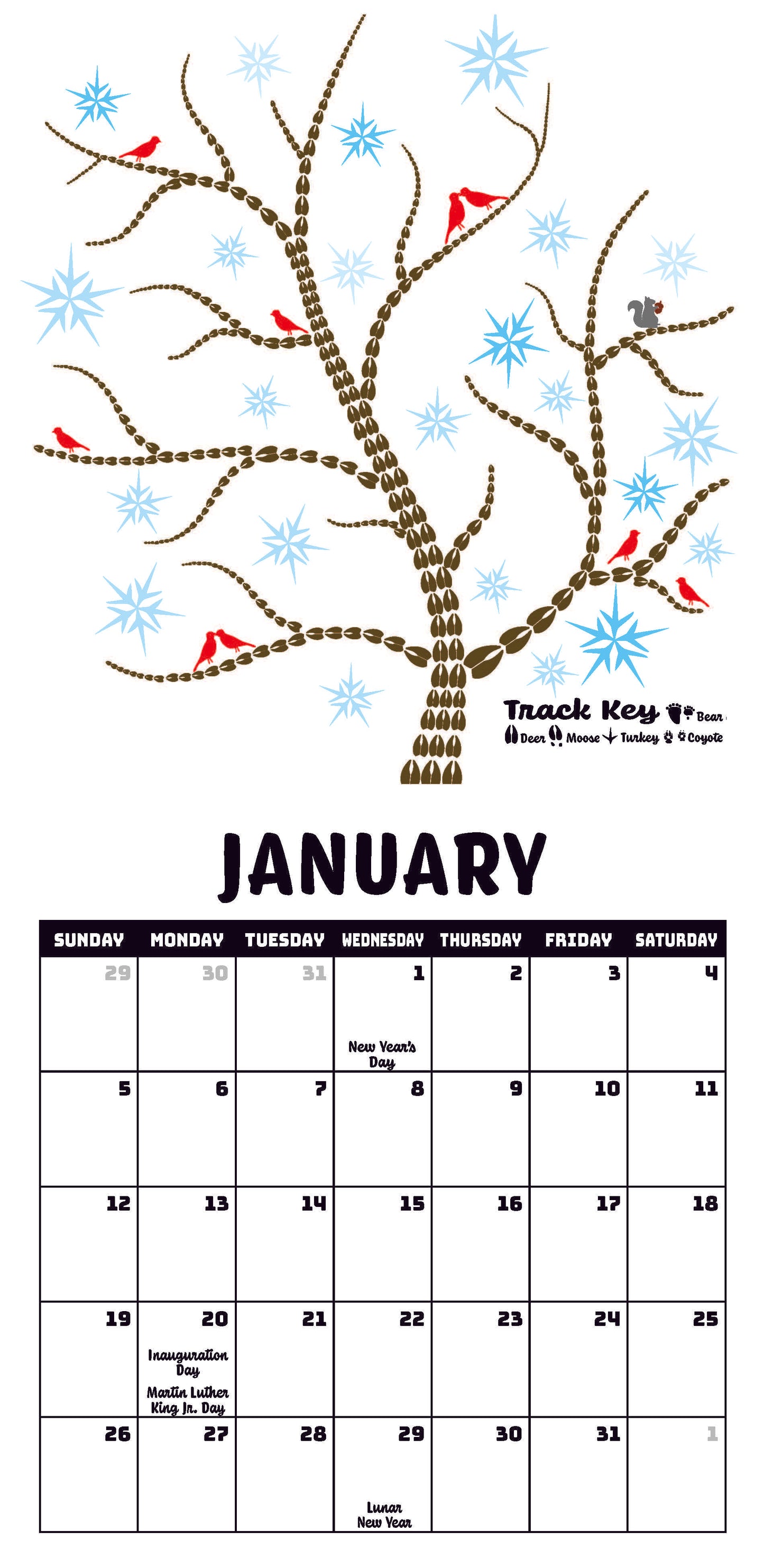 2025 Animal Track Calendar
