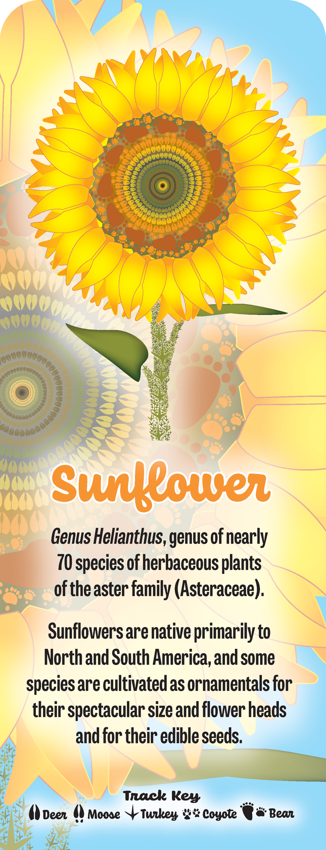 Wild Animal Tracks Sunflower Bookmark — Floral Nature Gift