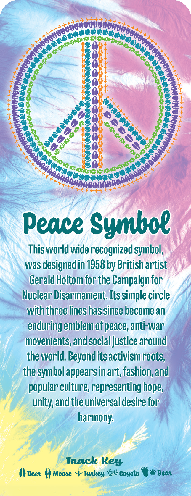 Wild Animal Tracks Peace Symbol Bookmark — Unique Book Accessory