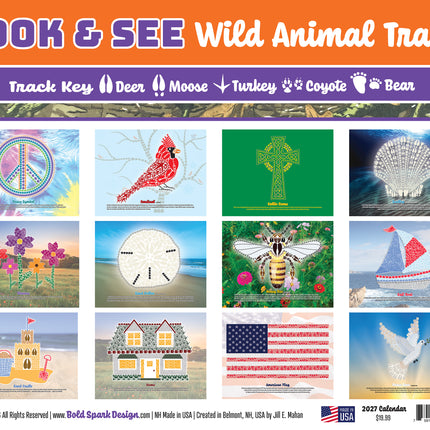 2027 Wild Animal Track Designs Wall Calendar — Nature & Wildlife Gift