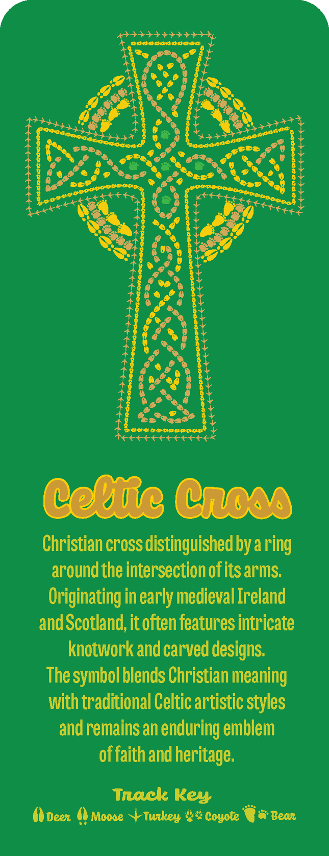 Wild Animal Tracks Celtic Cross Bookmark — Decorative Book Accessory