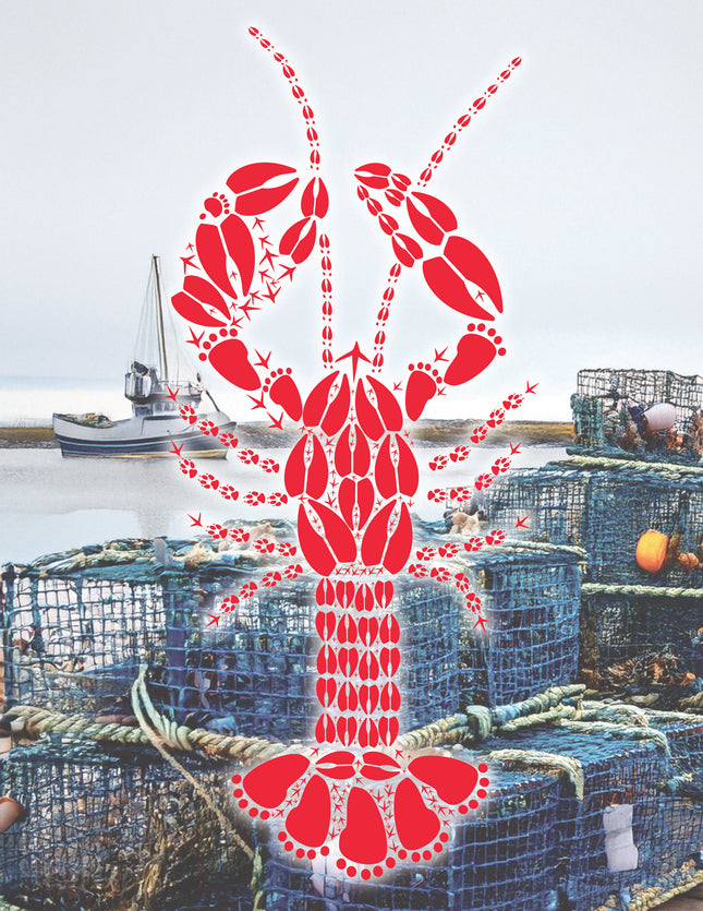 Red Lobster Stationery Note — Wild Animal Track Designs Coastal Gift