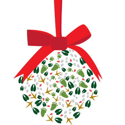 8 Kissing Ball Holiday Card Cello Pack - Animal Track Designs
