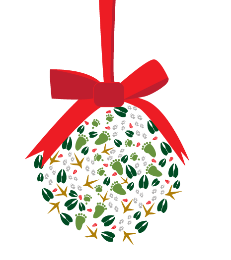 8 Kissing Ball Holiday Card Cello Pack - Animal Track Designs