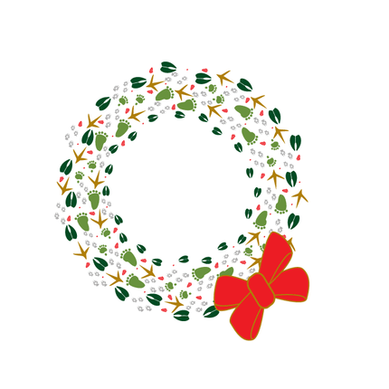 8 Wreath Holiday Card Cello Pack - Animal Track Designs