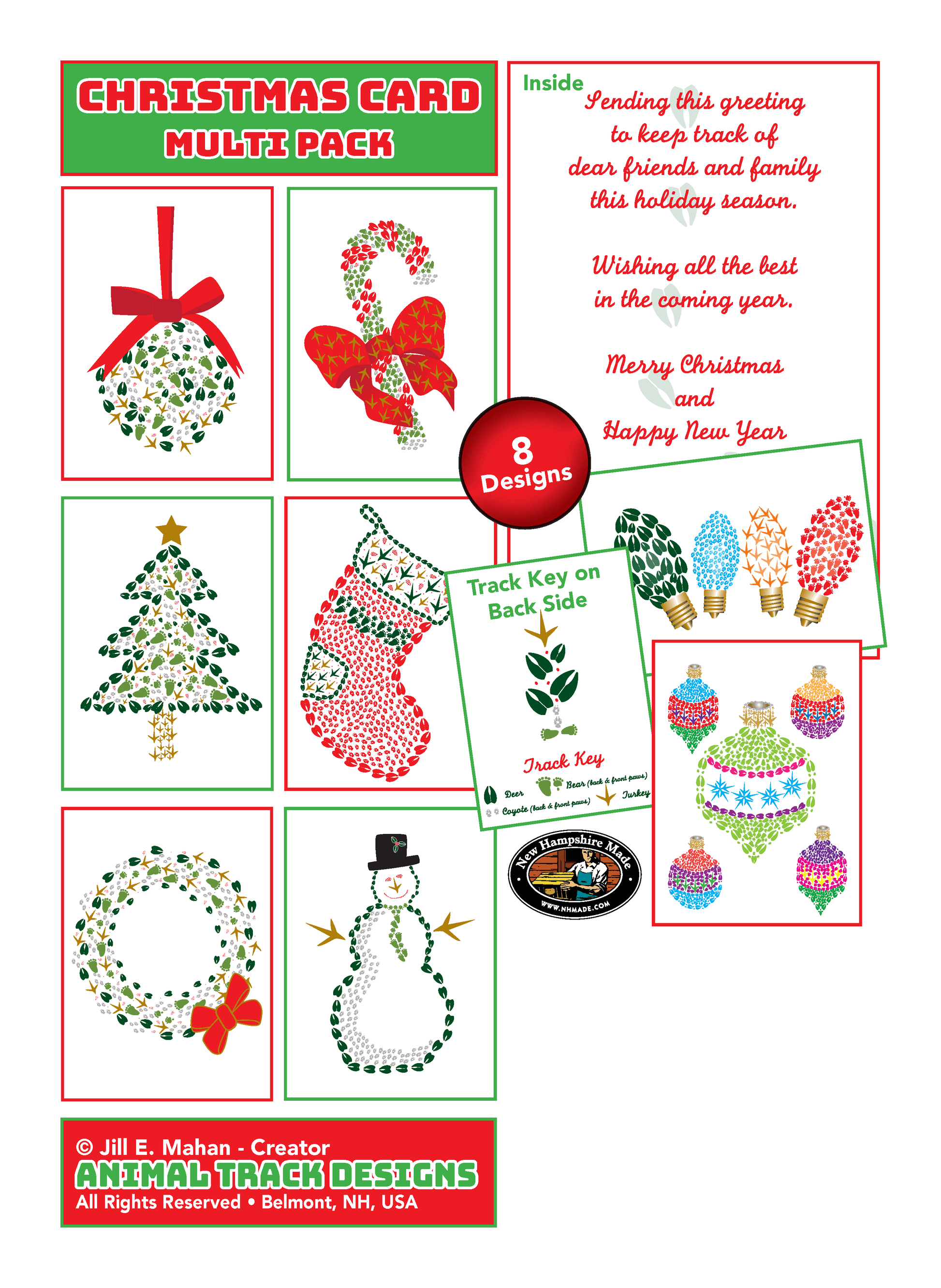 8 Multi Christmas Image Cello Pack - Animal Track Designs